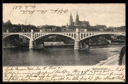 AK Basel, Wettsteinbrücke und Münster