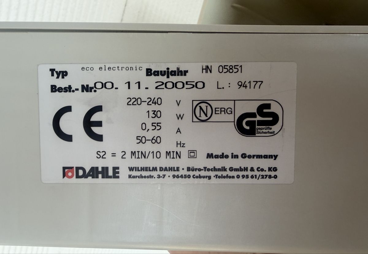 Distruggi documenti: Déchiqueteuse à papier Dahle 20050 Electronic eco  – Usato da Le Noirmont venduto da Thiwen-Ric 5