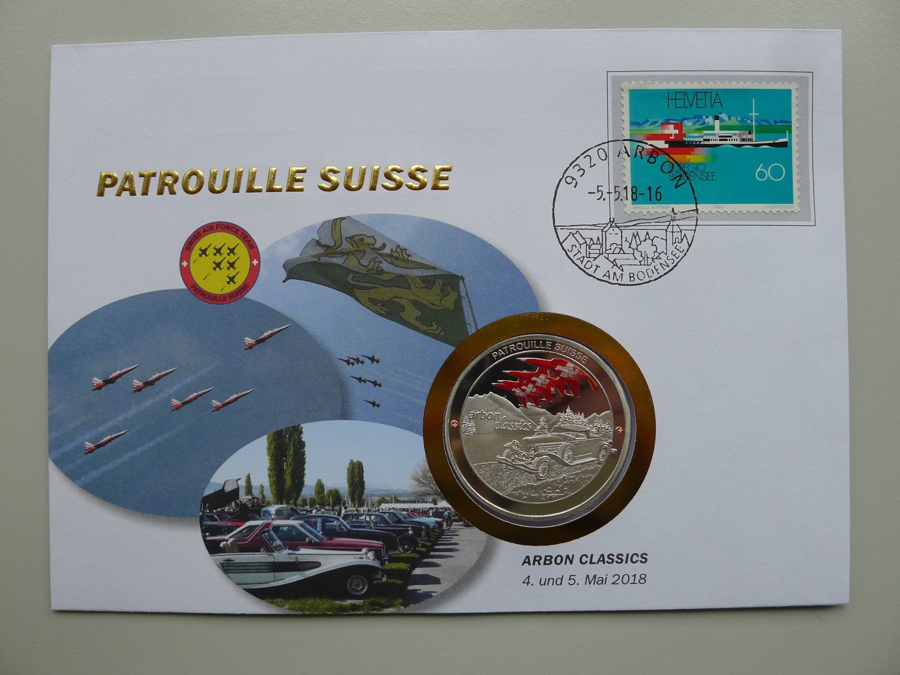 Tous les timbres: 2018 Numisbrief "Arbon Classics" 50 Jahre Patrouille Suisse – D'occasion à Sursee par Luzernerraute