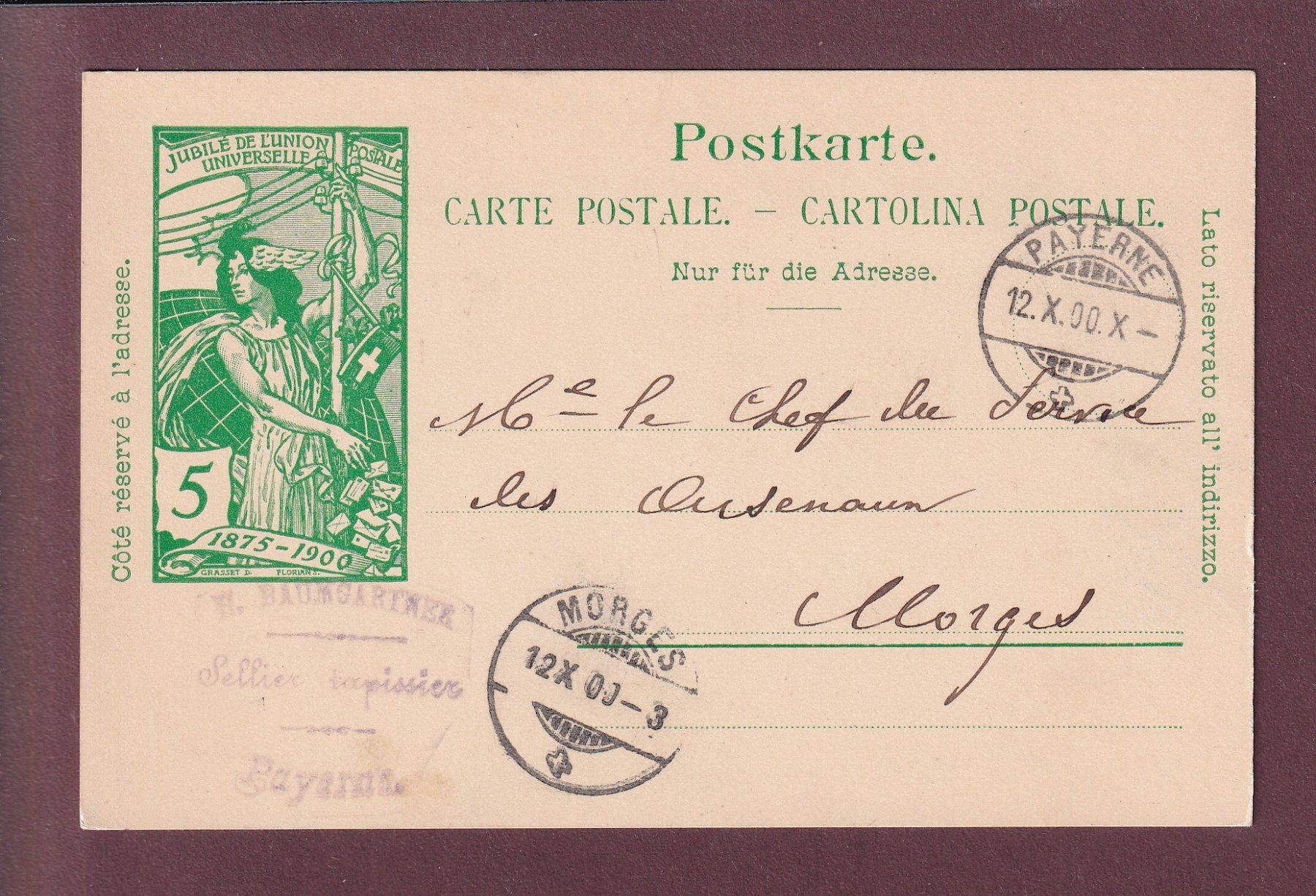 Cartes postales: Carte préaffranchie UPU - 1900 – D'occasion à Pully par nicecards