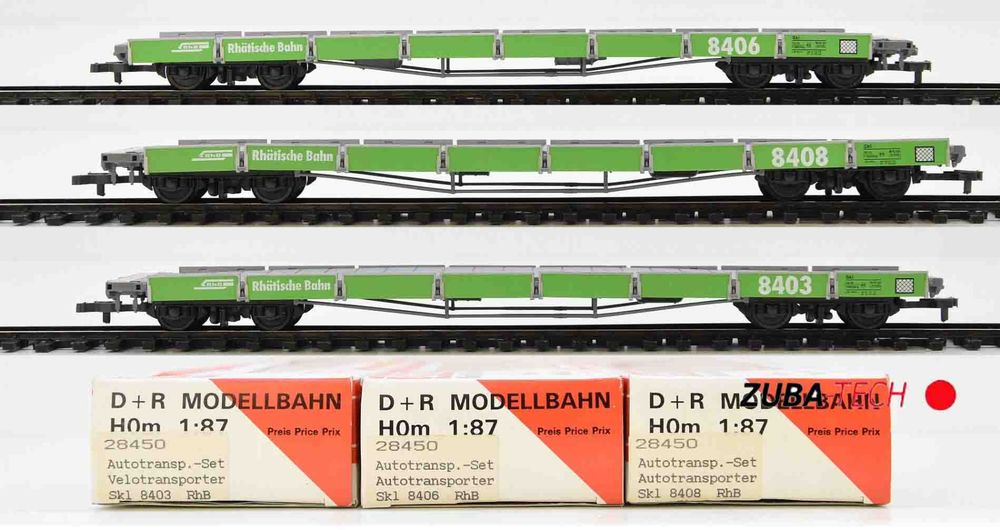 D+R Modellbahn 3x 2850 Autotransportwagen RhB H0m mit OVP (Gebraucht ...