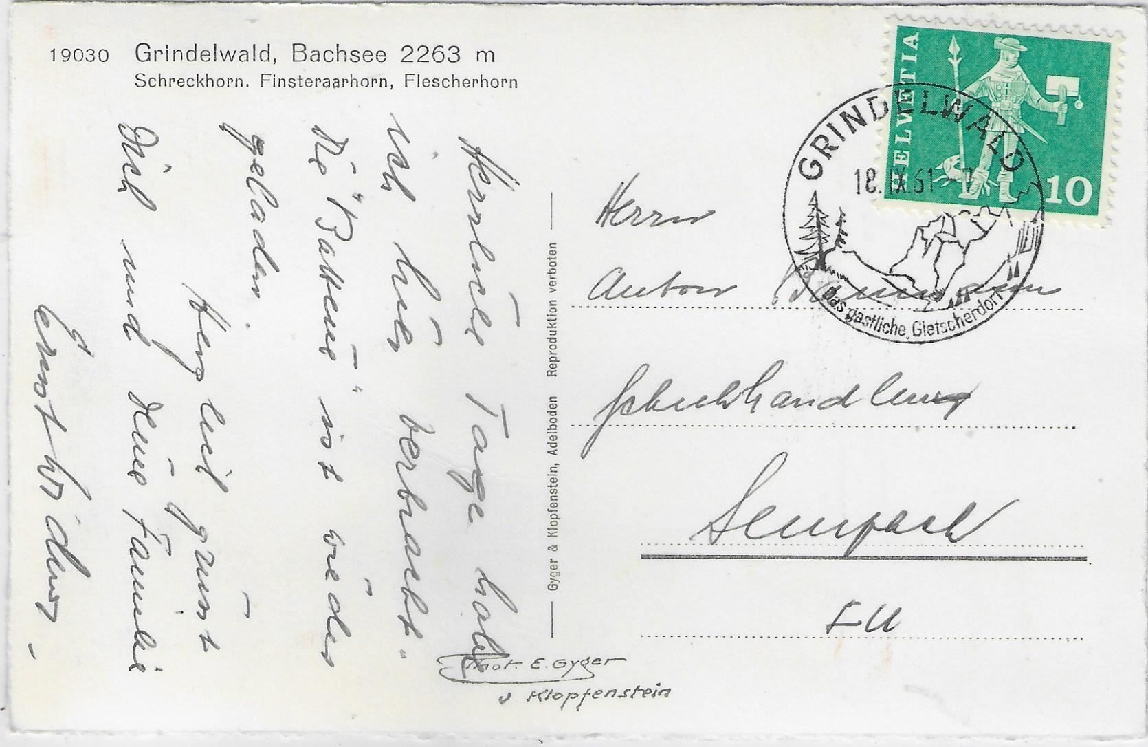 Cartoline postali: Grindelwald - Bachsee – Antico da Ettingen venduto da Kartenplanet 1