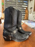 Western Stiefel Leder schwarz mit Sternen gebrauchter Zustan