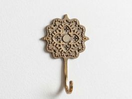 Crochet mural décoratif vintage en bronze