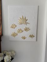 Wandbild: Goldene Lotusblüten, Unikat