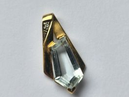 Aquamarin Gold 750 Anhänger mit Diamanten