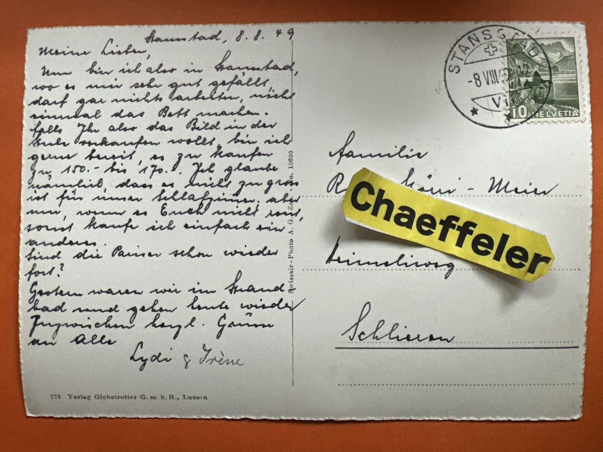 Cartoline postali: 1949 Luftbildaufnahme Stansstad  – Usato da Zürich venduto da Chaeffeler 1