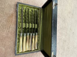 Messer Set mit Kasten Hirschhorn Griffen 6 Stk