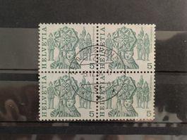 1977 Sternsingen Bergün Viererblock Top Stempel
