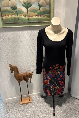 Desigual: Schönes Feinstrick-Kleid/Tunika, schwarz/bunt, M/L