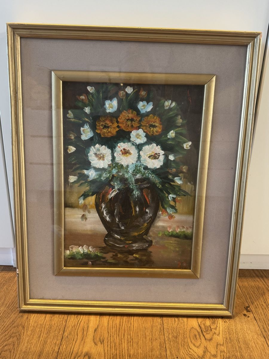 Gemälde: Blumenstillleben Ölgemälde Vintage – Gebraucht aus Niederbüren von Oetschli