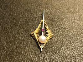 Anhänger mit Perle aus 18 Karat Gelb- und Weissgold Au 750