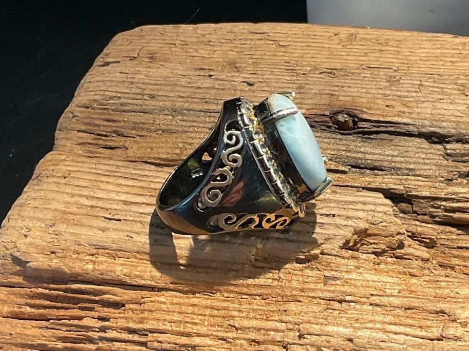 Ringe: Design Ring in Sterlingsilber mit grossem Larimar, Gr. 55.5 – Gebraucht aus Luzern von S.Kern01 5