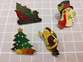 4er Set Weihnachts-Broschen/ Pins