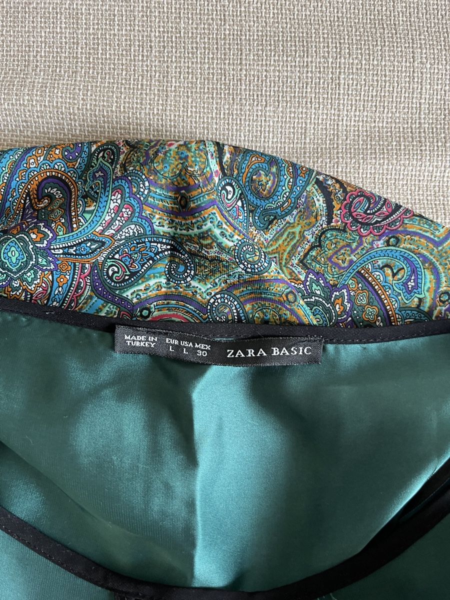 Zara Vestiti: Zara Basic Green Paisley Blouse/mini dress Size L – Usato da Genève venduto da nba_l98n 4