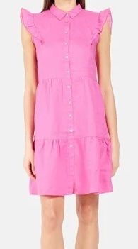 VICCI Sommerkleid 100 % Leinen Rock Tunika Pink 46 XXL NEU