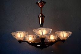 Très grand lustre lampe art déco bohème  Ezan ancien vintage