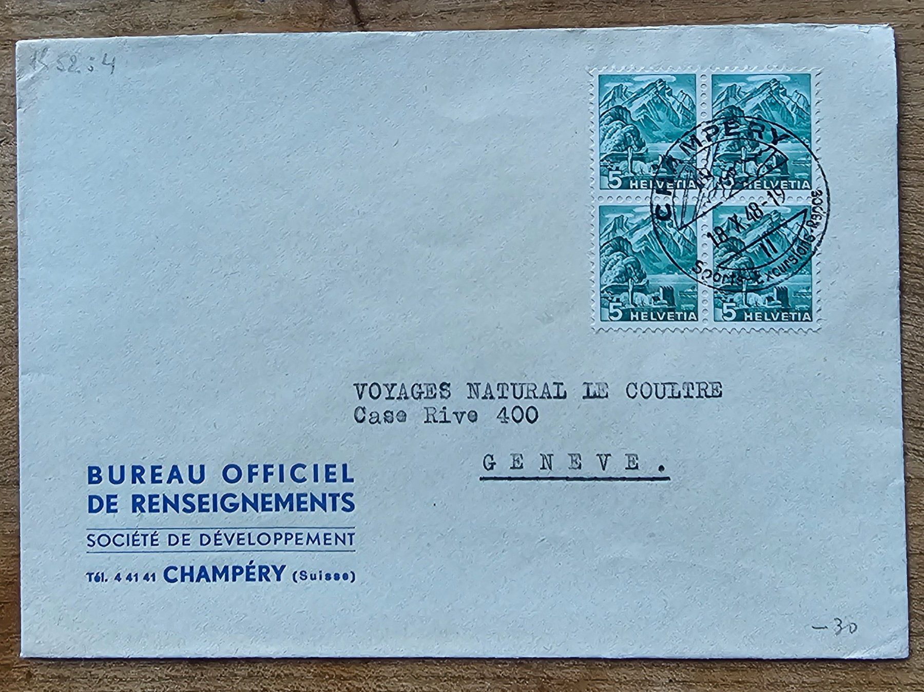 Tous les timbres: Sst Brief CHAMPERY 18.X.48 – Neuf (Voir description) à Les Valettes par Nuba1