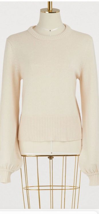 Chloe Cotton Balloon Sleeve Knitted Lurex Cropped Sweater White