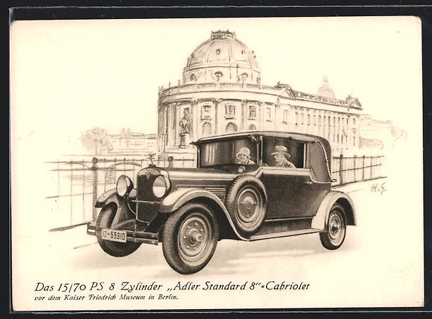 Cartoline postali: Berlin, Auto Adler Standard 8-Cabriolet  – Usato da Berlin venduto da bartko-reher