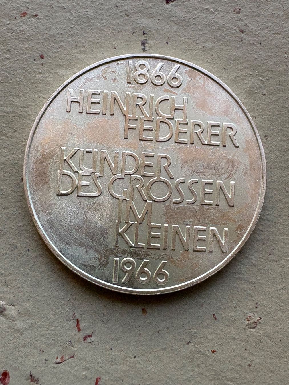 Medaillen: Silbermedaille Heinrich Federer 1966 – Gebraucht aus Zürich von mysilvercoin 1