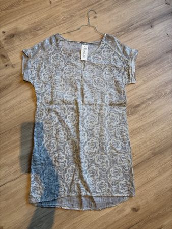 Purolino Leinen-Kleid M Spitze Glitzer Sommerkleid neuwertig