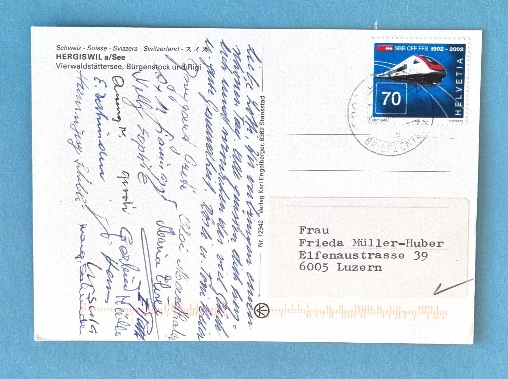 Ansichtskarten: Hergiswil am See - 2002 – Gebraucht aus Rothrist von RROENK 1