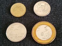 Singapore Serie 5 cent, 10 cent, 20 cent, 1 SGD