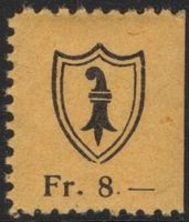 8 Fr. Fiskalmarke von BASEL STADT mit ABART