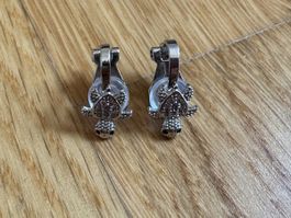 Ohrclips für Kinder Schildkröte glänzend silberfarben neu