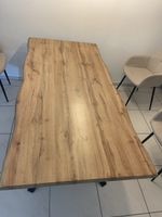 Wood Dining Table with Black Steel Legs 