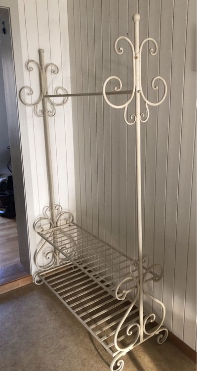 Garderobe Villa Marielle – Landhausstil, Altweiß, Metall, 182 Cm Hoch, Mit 3 Stangen & 2 Ablagen