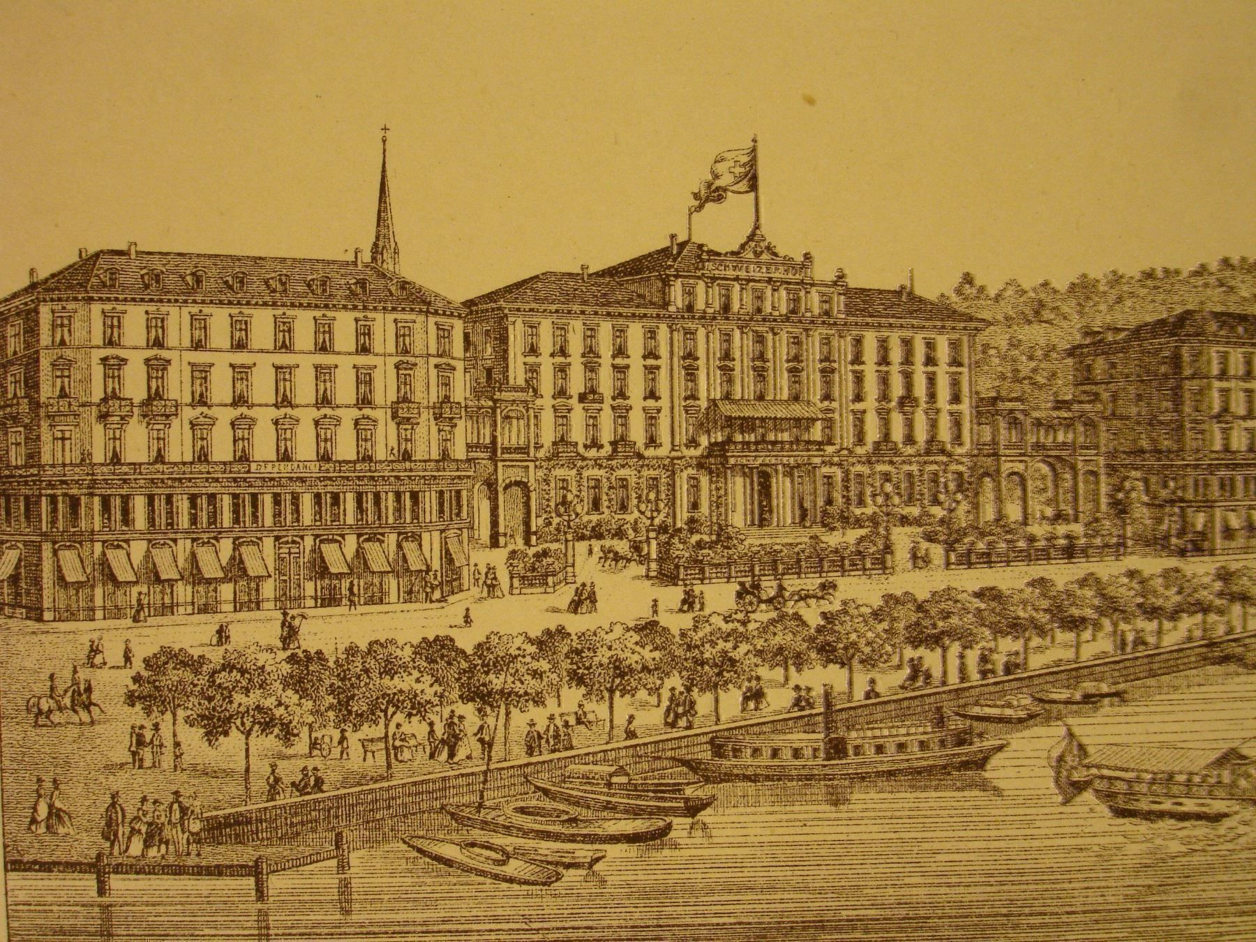 Incisioni: LUZERN, SCHWEIZERHOF & LUZERNERHOF, 1890 – Usato da Grüningen venduto da Kartensammler 2