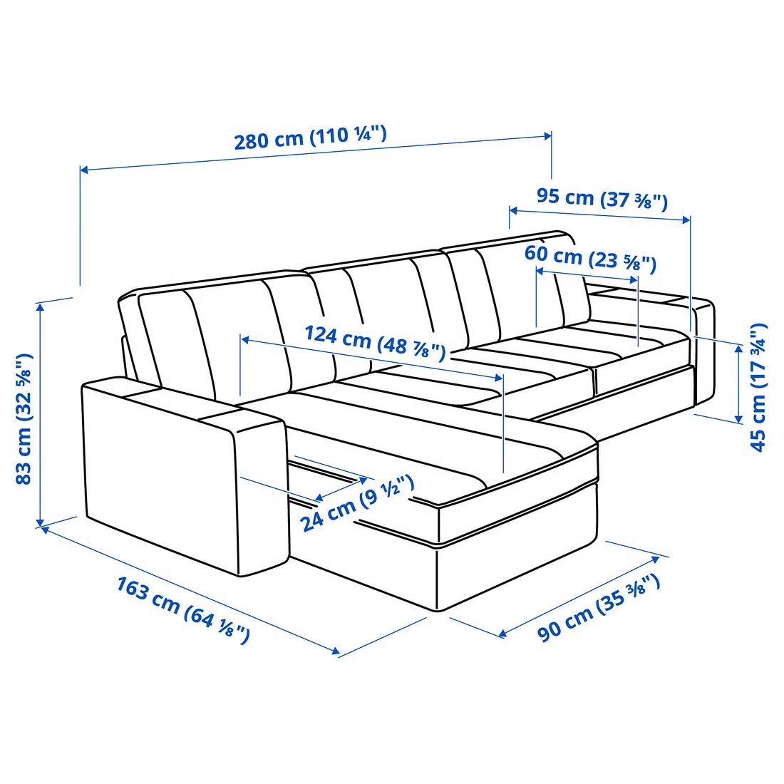 Ikea Divani: 3er Ecksofa mit Liegefläche Ikea KIVIK – Usato da Kilchberg ZH venduto da sessions 1