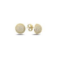 Ohrstecker rund Kugel Halbkugel Zirkonia 925 gold Silber 9mm