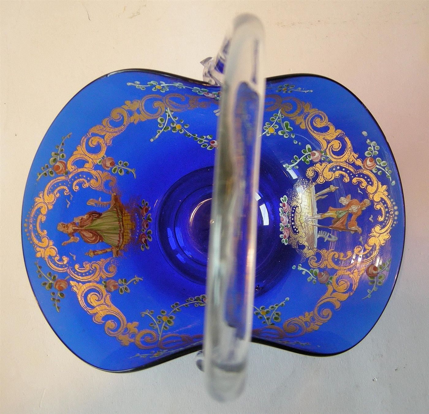 Murano Bicchieri: KORB AUS GLAS MIT FEINER EMAILMALEREI. – Usato da Grandcour venduto da Flowerstyle 1