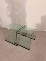 2er Set Gebogene Glas Beistelltische Waterfall Satztische