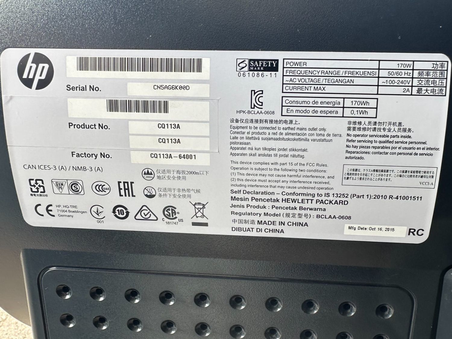 Hewlett Packard Stampanti: HP Designjet Z5200 Postscript – Difettoso da Niederlenz venduto da Ls6 3