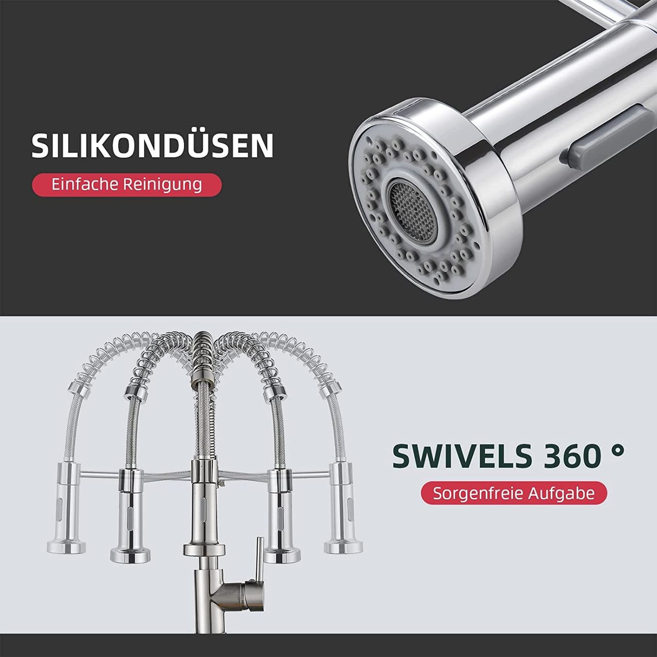 Rubinetteria: Küchenarmatur 360° mit Pull Down Sprüher Brause 2 Sprühmodi – Nuovo e nell'imballaggio originale da Herisau venduto da Serenco 5