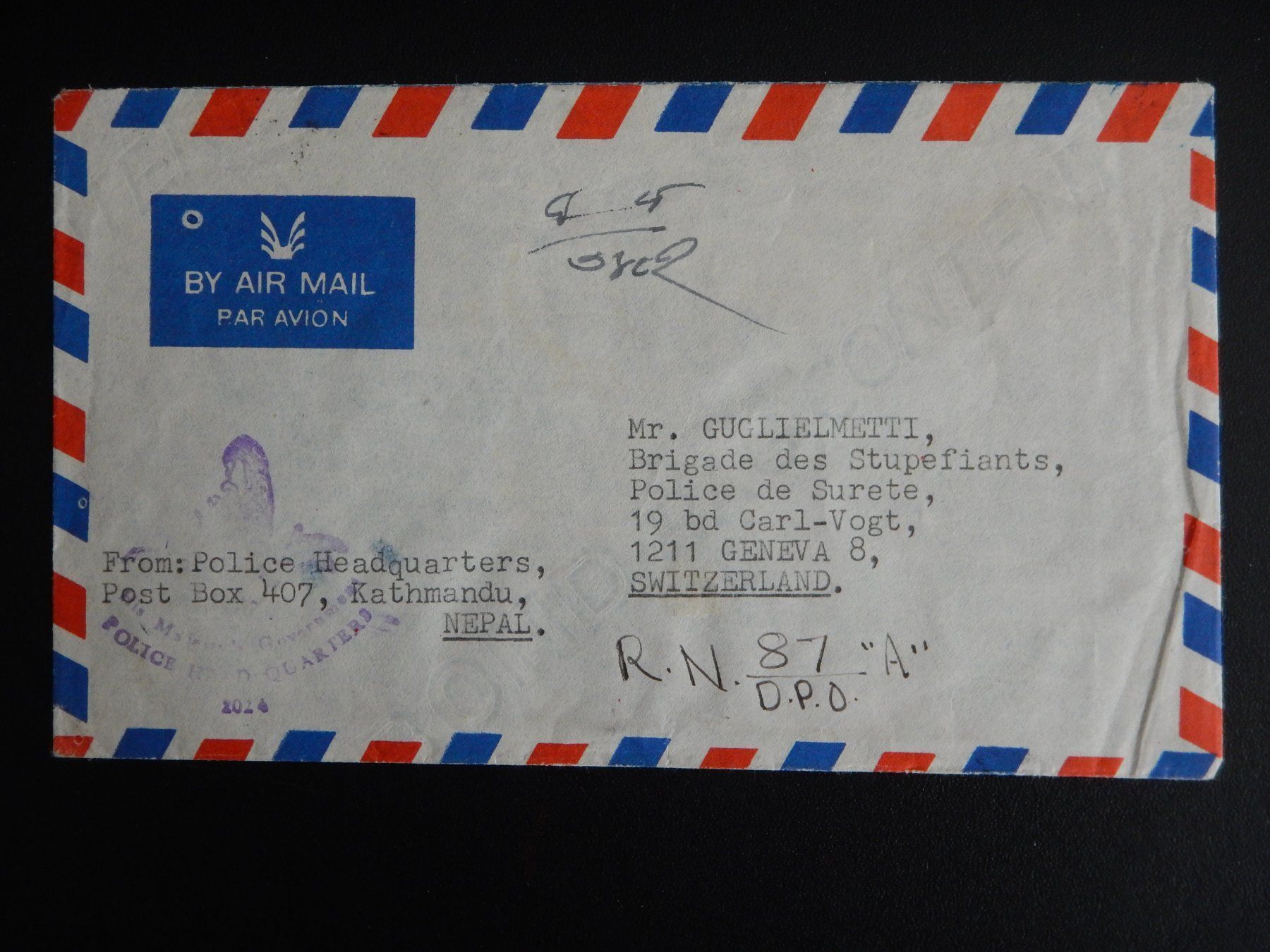 Tutti i francobolli: Nepal Brief von 1987 Panda – Usato da Zürich venduto da Muehlekauf