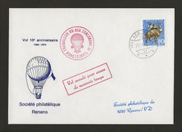 1974 Ballon Post TOBLERONE Freiballon HB-BEA + Bordstempel
