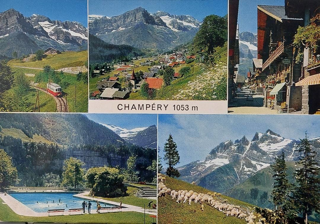 Ansichtskarten: CHAMPÉRY - Multi-vues – Gebraucht aus Delémont von Domdom1