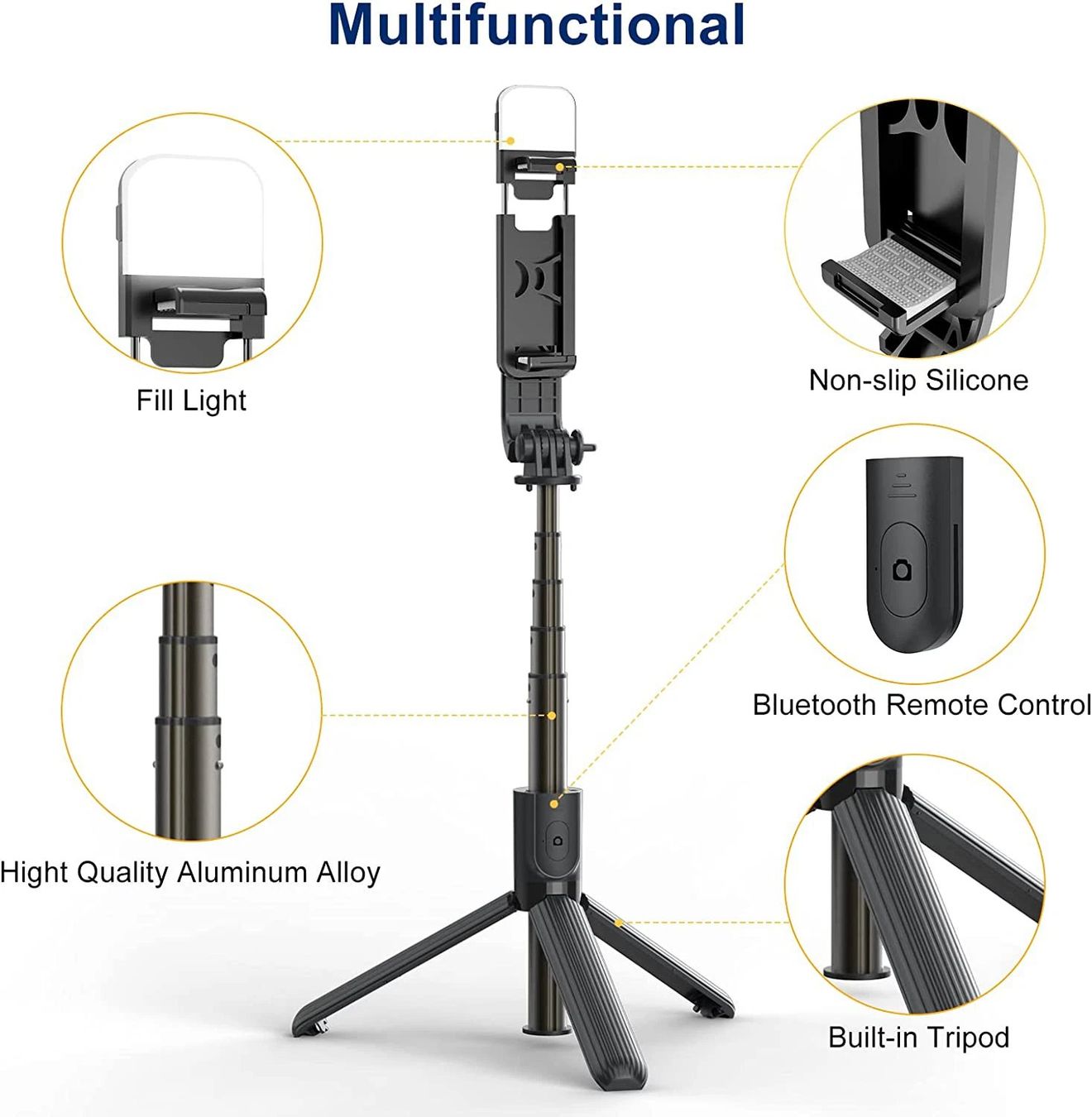 Treppiedi & Teste: Stick Bluetooth mit Licht 4in1 iphone Stativ Stange Selfie – Nuovo (secondo la descrizione) da Kirchdorf AG venduto da Restposten110 1