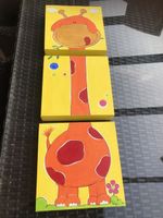 Kinderzimmer Giraffe Bild mit Acrylfarben auf Leinwand 30x30