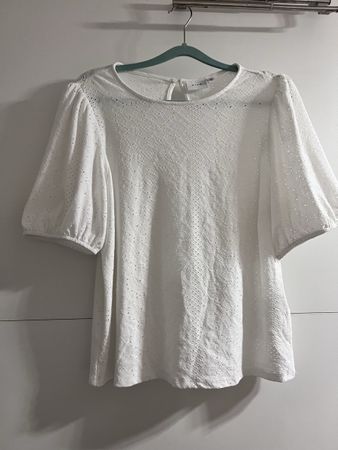 VILA Damen Top Weiss Grösse XL Lochstickerei 