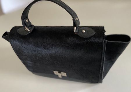 Echt Leder Phantom Tasche mit Schwarzem Fell