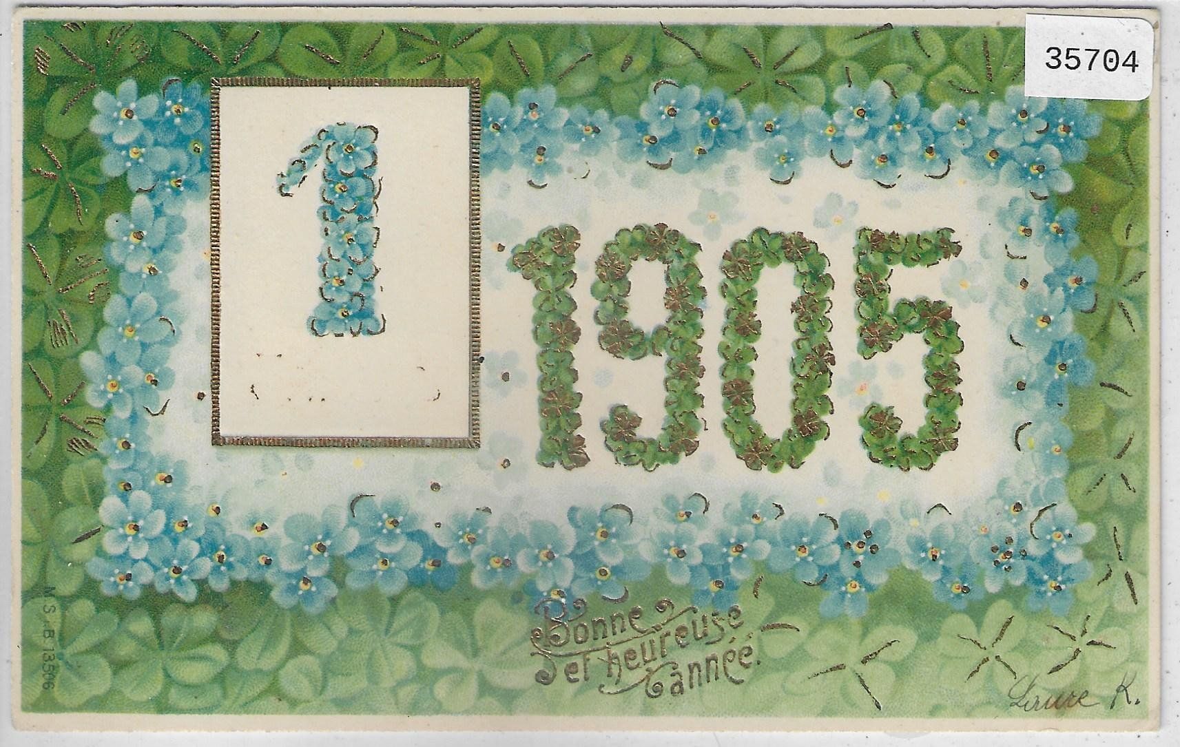 Cartoline postali: Bonne Annee 1905 - Präge-Litho – Usato da Ettingen venduto da Kartenplanet