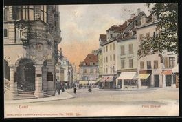 Basel, Freie Strasse Kreuzung mit histor