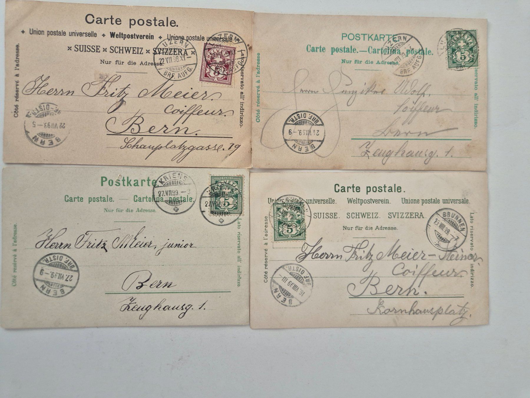 Cartoline postali: 4  AK Ansichtskarten Luzern, 1899 – Usato da Schlosswil venduto da donmarcos62 5