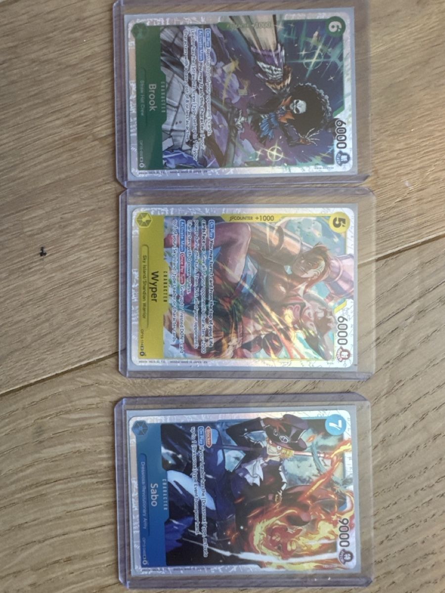 Cartoline: One Piece Card Game Brook, Wyper, Sabo Cards – Nuovo (secondo la descrizione) da Zug venduto da axx3l